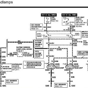 1994 Ranger headlight schematic diagram.