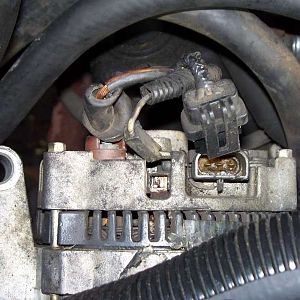 The alternator has three electrical connectors.